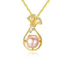 Vase Shape S925 Silver Freshwater Pearl Pendant Necklaces for Gift